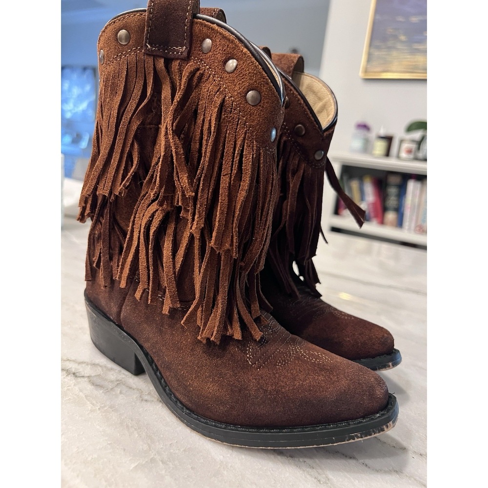 SHYANNE Youth Girl-12D-Brown-Fringe-Suede-Rodeo-Western Cowgirl Boots-Boho-Party